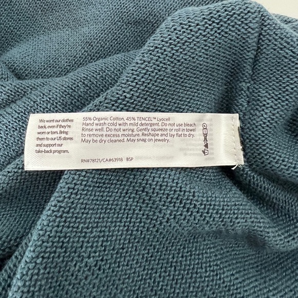 Eileen Fisher Organic Cotton Blend Teal Blue Knit Crew Neck Oversized Sweater - Picture 6 of 6